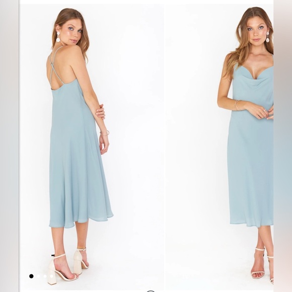 Show Me Your Mumu Verona Cowl Dress Silver Sage Crisp NWT - Picture 4 of 7